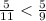 \frac{5}{11} < \frac{5}{9}