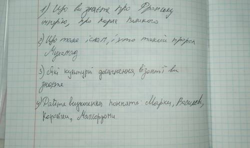 Оч да 3 род здати іть 1)Що ви знаєте про Франську імперію про Карла Великого.2)Що таке іслам,і хто т