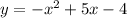 y = - x { }^{2} + 5x - 4