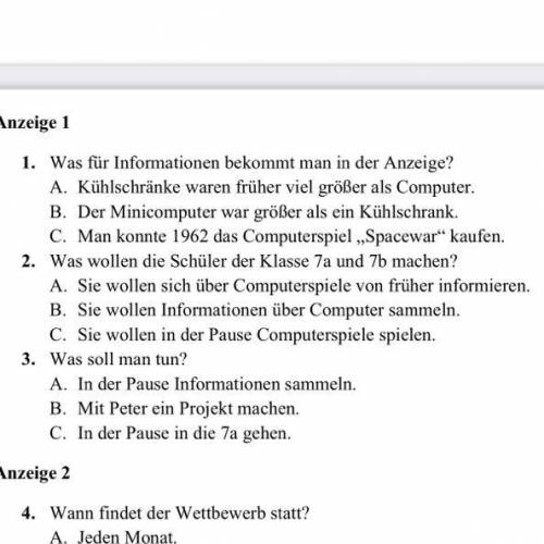 Was für Informationen bekommt man in der Anzeige? A. Kühlschränke waren früher viel größer als Compu