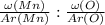 \frac{\omega(Mn)}{Ar(Mn)} : \frac{\omega(O)}{Ar(O)}