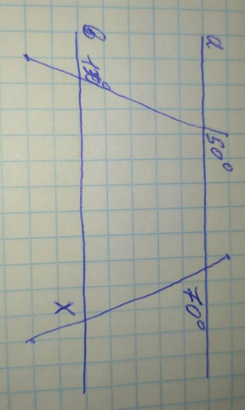 Найти градусную меру угла хтам, где косо написал - 130°.