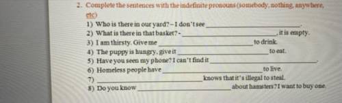 Complete the sentences with the indefinite