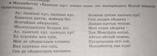 Махамбеттің «қызғыш құс» өлеңін оқып, екі шығармадағы исатай бейнесін салыстырыңдар. (екінші шығарма