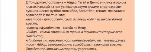 Денис теннисист и пловец ходят из школы домой вмести