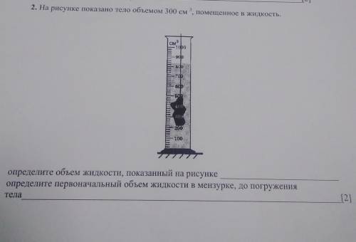 2. На рисунке показано тело объемом 300 см , помещенное в жидкость.