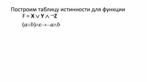 Постройте таблицу истинности для функции