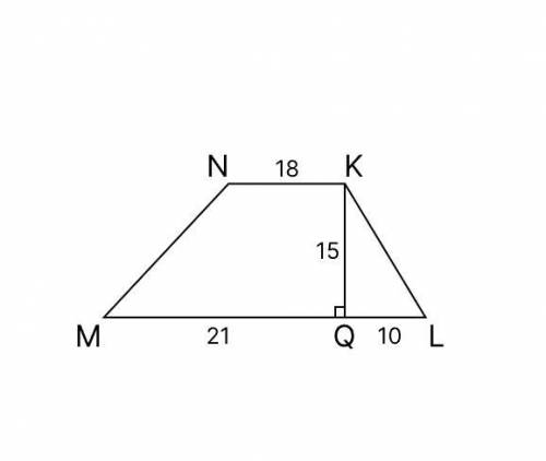 Найди площади трапеций MNKL и MNKQ , изображённых на рисунке.
