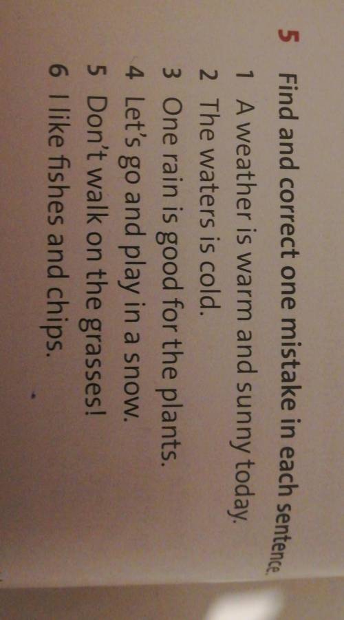 5. Find and correct one mistake in each sentence