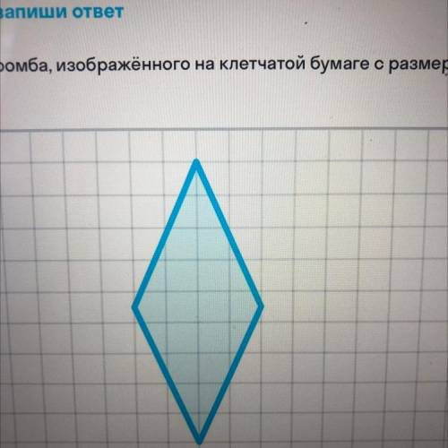 Найди площадь ромба, изображённого на клетчатой бумаге с размером клетки 1 x1