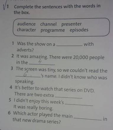 Complete the sentences wich the worlds in the box