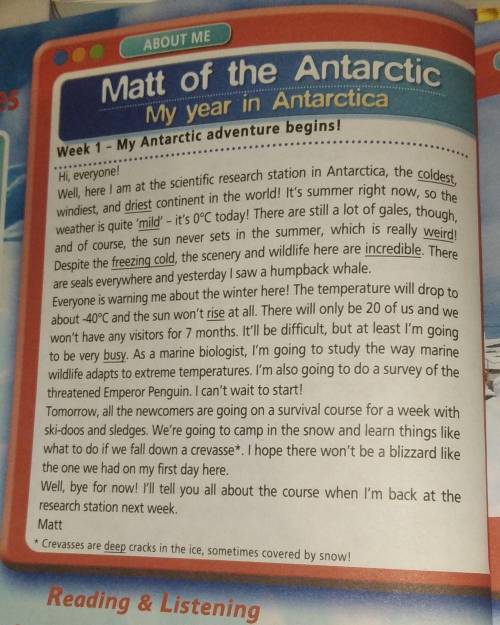 СОСТАВИТЬ КРАТКИЙ ПЕРЕСКАЗ ПО СХЕМЕ 1) I would like to give a tall on a marine biologist on Antarcti