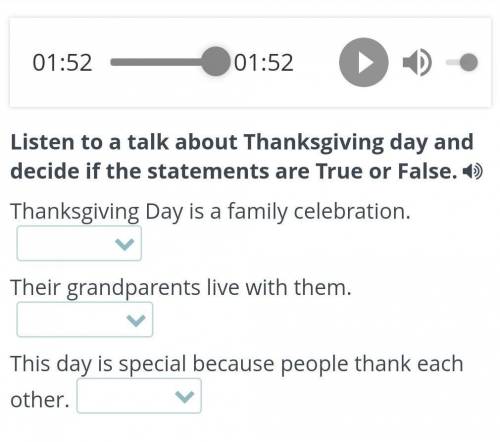 Listen to a talk about Thanksgiving day and decide if the statements are True or False