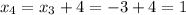 x_4=x_3+4=-3+4=1