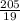 \frac{205}{19}