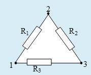 На участке цепи (рис.) сопротивления соответственно равны: R1 =1 Ом, R2 =2 Ом, R3 =3 Ом. Если к точк