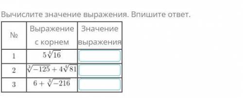 Вычислите значение выражения. Впишите ответ.