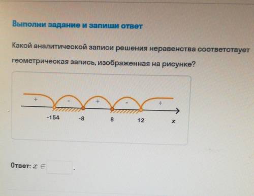 Какой аналитической записи решения неравенства соответствует геометрическая запись, изображенная на