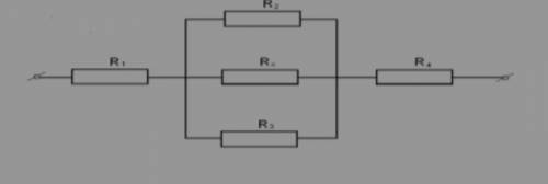 Чому дорівнює опір R., якщо R = R4 =3 OM, R,-R, = 10 Ом, a oniр всієї ділянки 10 Ом?
