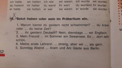 10. Setzt oder sein Im Prateritum win.