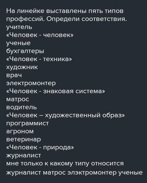 Заполните таблицу примерами профессий в каждой группе.