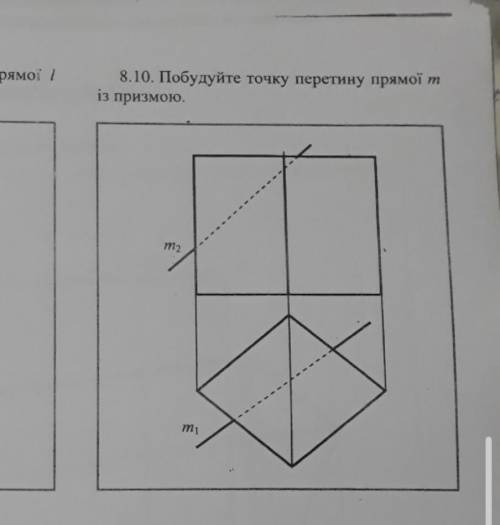 Начертательная геометрия . Вопрос: постройте точку пересечения прямой м с призмой