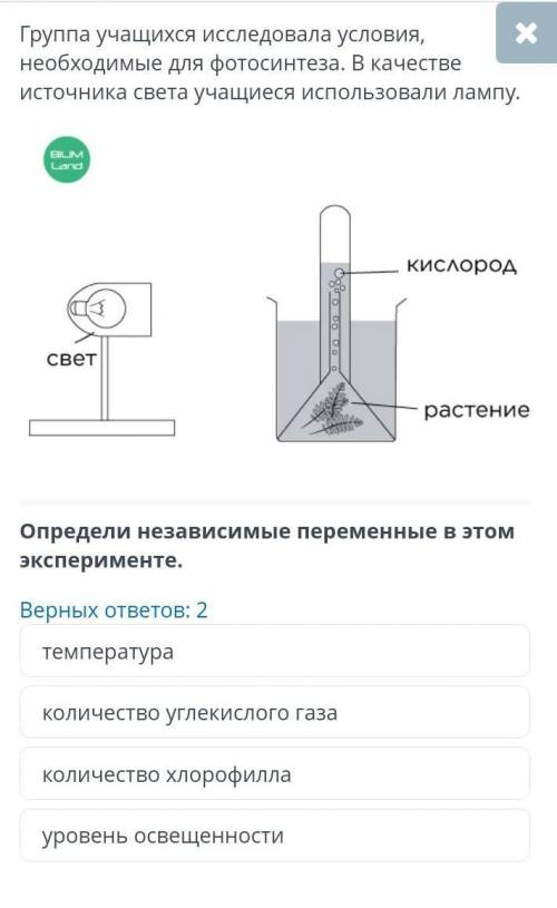 Определи независимые переменные в этом эксперименте