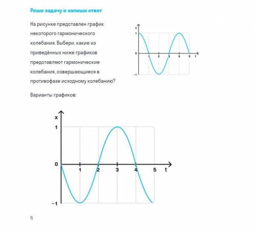 НА РИСУНКЕ ПРЕДОСТВАЛЕН ГРАФИК НЕКОТОРОГО ГАРМОНИЧЕСКОГО КОЛЕБАНИЯ ВЫБЕРИ КАКТИЕ ИЗ ПРИВЕДЁННЫХ НИЖЕ