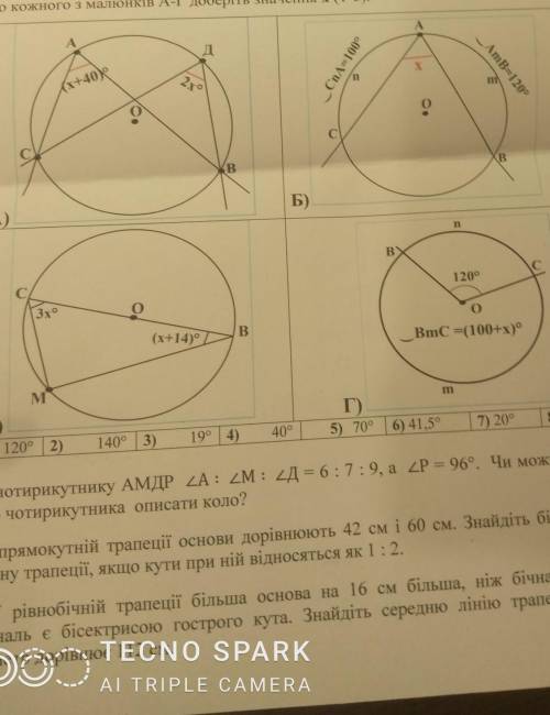 7. До кожного з малюнків А-Г доберіть значення х (1-8).