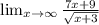 \lim_{ x \to \infty} \frac{7x+9}{\sqrt{x+3} }