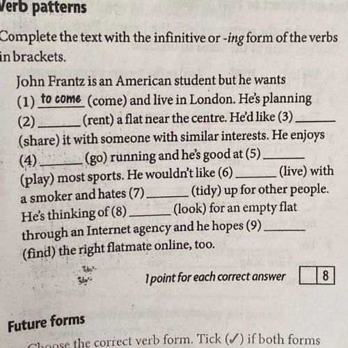 Complete the text with the infinitive or -ing form of the verbs in brackets.