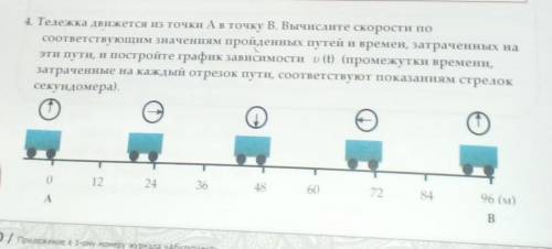 Тележка движется из точки А в точку В. Вычисаите скоростни по соответствующим значенням пройденных п