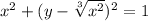 x^{2} +(y-\sqrt[3]{x^{2}})^2=1