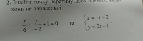 Знайти точку перетину двох прямих, якщо воно не паралельне