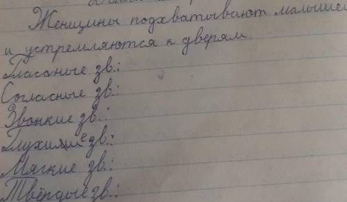 женщины подхватывают малышей устремляется к дверям гласные звуки согласные звуки звонкие глухие глух