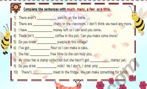 Complete the sentences with much, many, a few or a little.