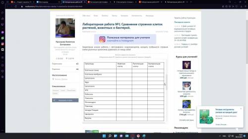 Лабораторная работа №1 Сравнение строения клеток растений, животных и бактерий.Цель: закрепить умени