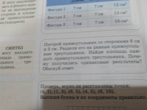 СИНТЕЗ Я могу находить площадь прямо угольного тре- угольника. Построй прямоугольник со сторонами в