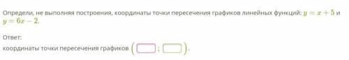 Определи, не выполняя построения, координаты точки пересечения графиков линейных функций: y=x+5 и y=