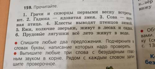 Спишите любые два предложения.Подчеркните в словах буквы,написание которых надо проверять.Выпишите л