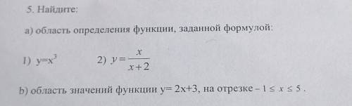 5. Найдите: а) область определения функции, заданной формулой: х 1) y=x 2) y=- х+2 b) область значен