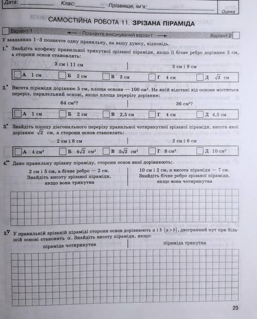 с геометрией 11 класс 2вариант