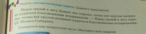 Решите лингвистическую задачу. Определите вид придаточной части. ( за правильный ответ + )