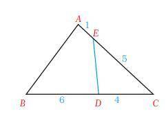 В этом треугольнике AE=1, EC=5, BD=6, DC=4 A) 4/5 B) 3/5 C)*3/2(Правильный ответ) D) 1/4 E) 5/9 Гла