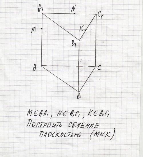 Построить сечение плоскостью MNK♥️