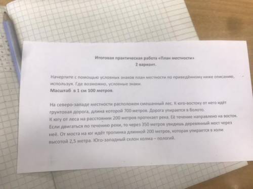 Итоговая практическая работа План местность 2 вариант Начертите с условных знаков план местности по