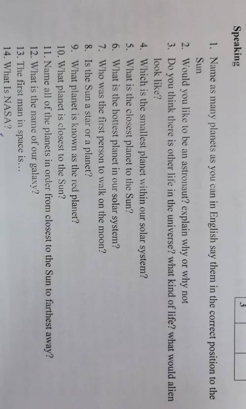 Name as many planets as you can English say them in the correct position to the Sun