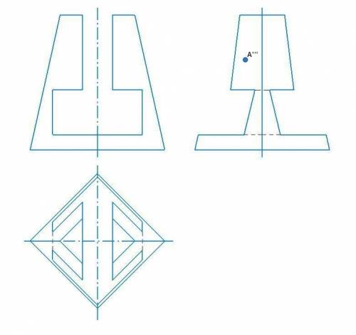 Начертательная геометрия, изобразить точку А''' на всех 3 проекциях усеченной пирамиды, неудаляйте л