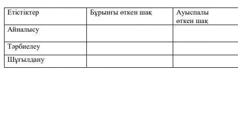 3-тапсырма. Кестедегі берілген етістерді бұрынғы және ауыспалы өткен шақта жазыңыз.