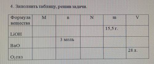 Заполнить таблицу, решив задачи. , я ничего не понимаю в этой таблице